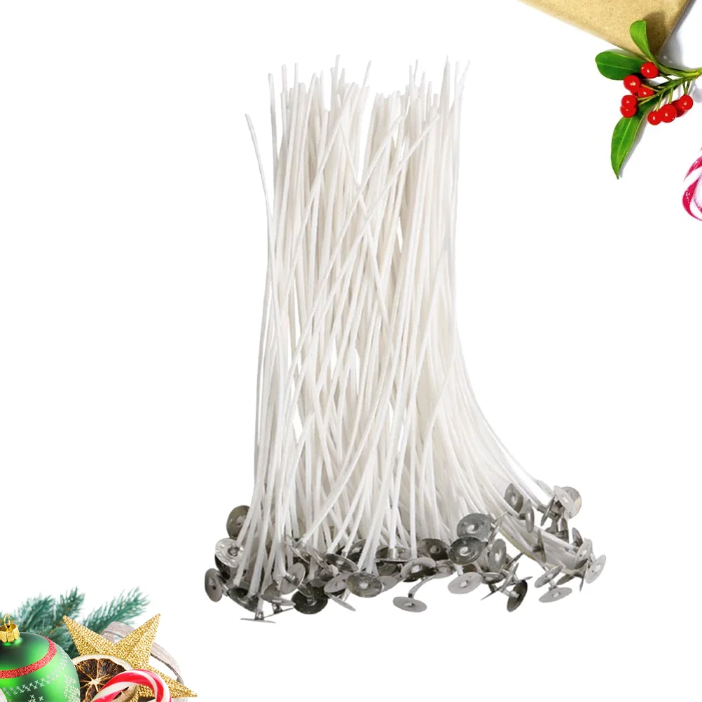 

200PCS 9cm DIY Wick with Sustainers Replacement Waxed Wicks with Base