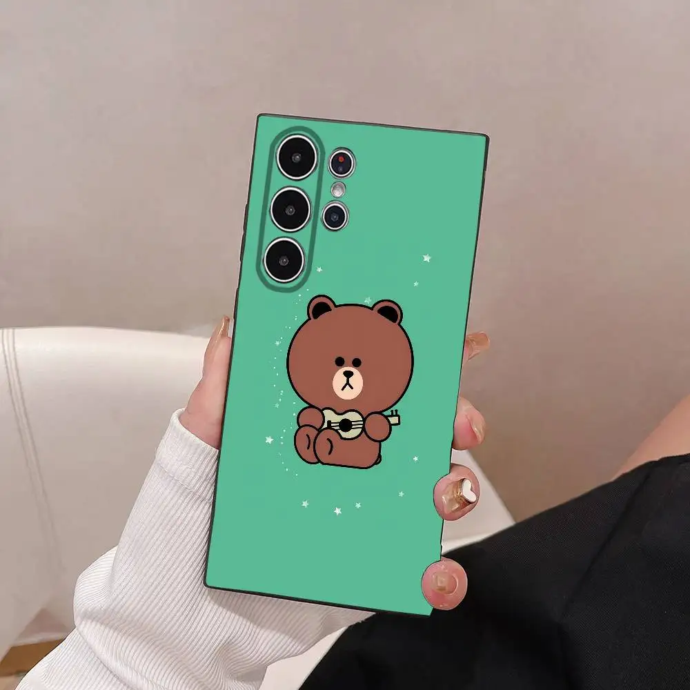 Фото Милый чехол для телефона L-LINE FRIENDS с коричневым медведем и кони, приятный для кожи мягкий чехол из ТПУ, совместимый с Samsung S21/S22/S23/S24/S25 FE/Pl №2