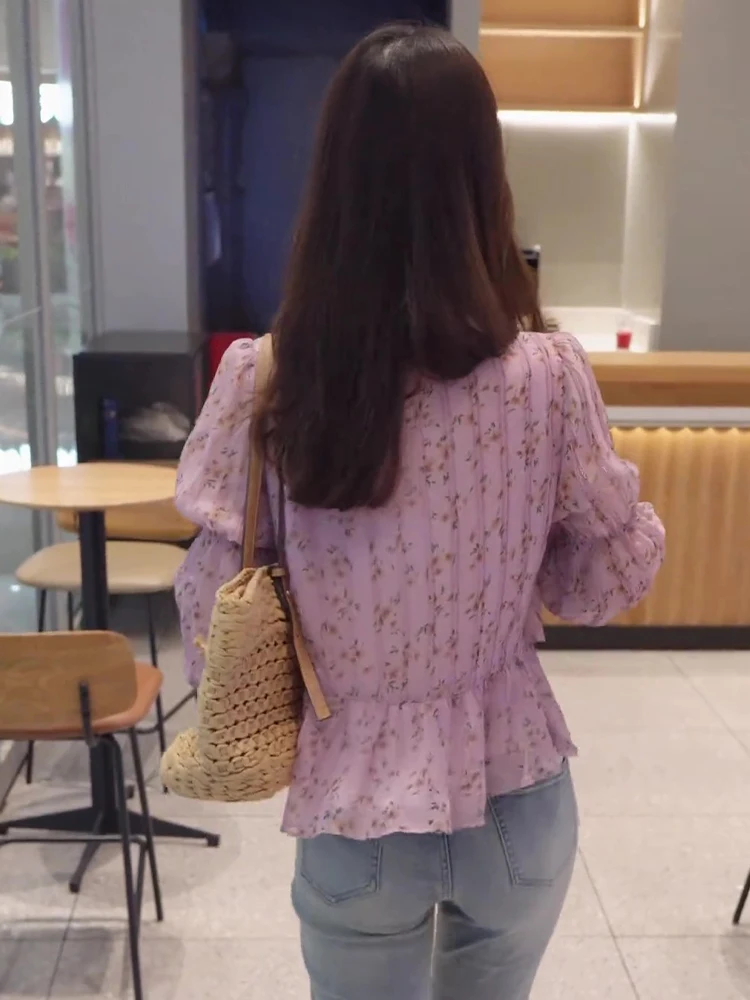 Рубашки с французским вырезом High Sense и цветочным принтом женские летние новые