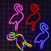 led flamingo neon sign lights for bedroom wall battery usb originality night lamp atmosphere home wedding xmas party room decor