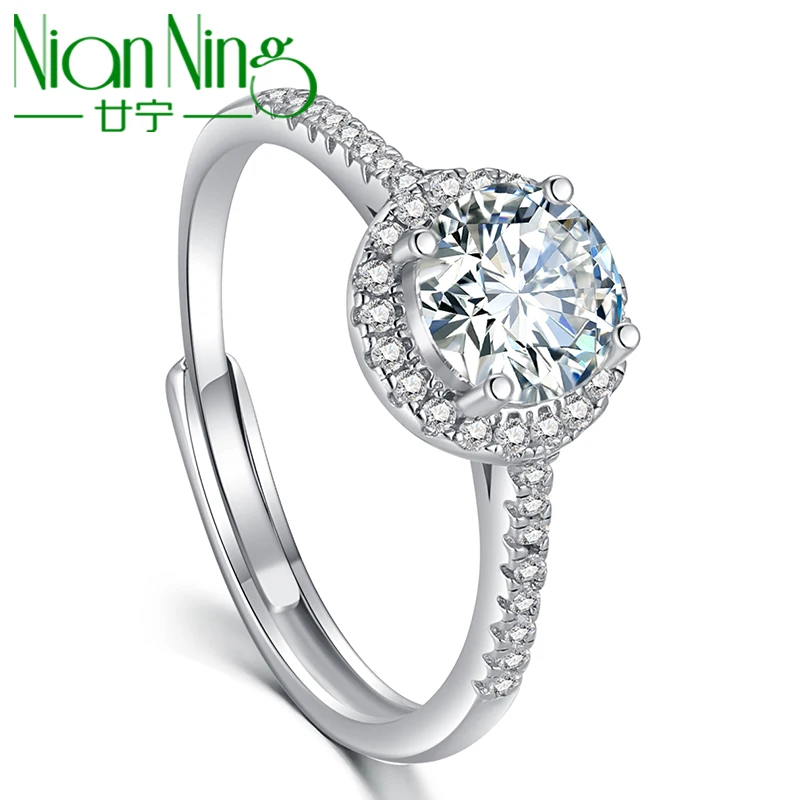 

HEPIDEM кольцо из серебра 100% пробы с муассанитом 6,5, 1 карат, 925 мм