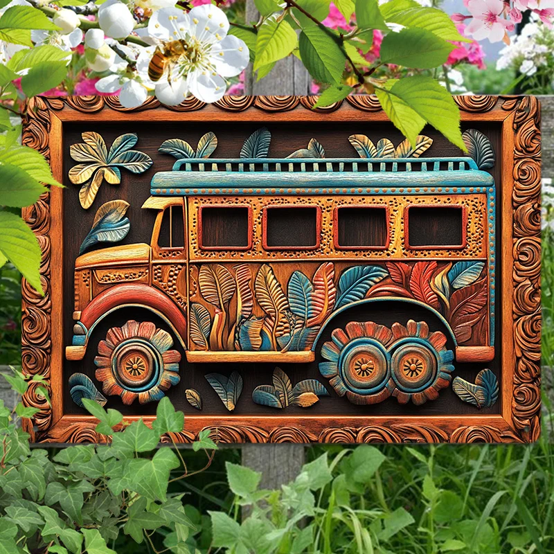 1 шт. алюминиевый настенный рисунок в винтажном дизайне автобуса