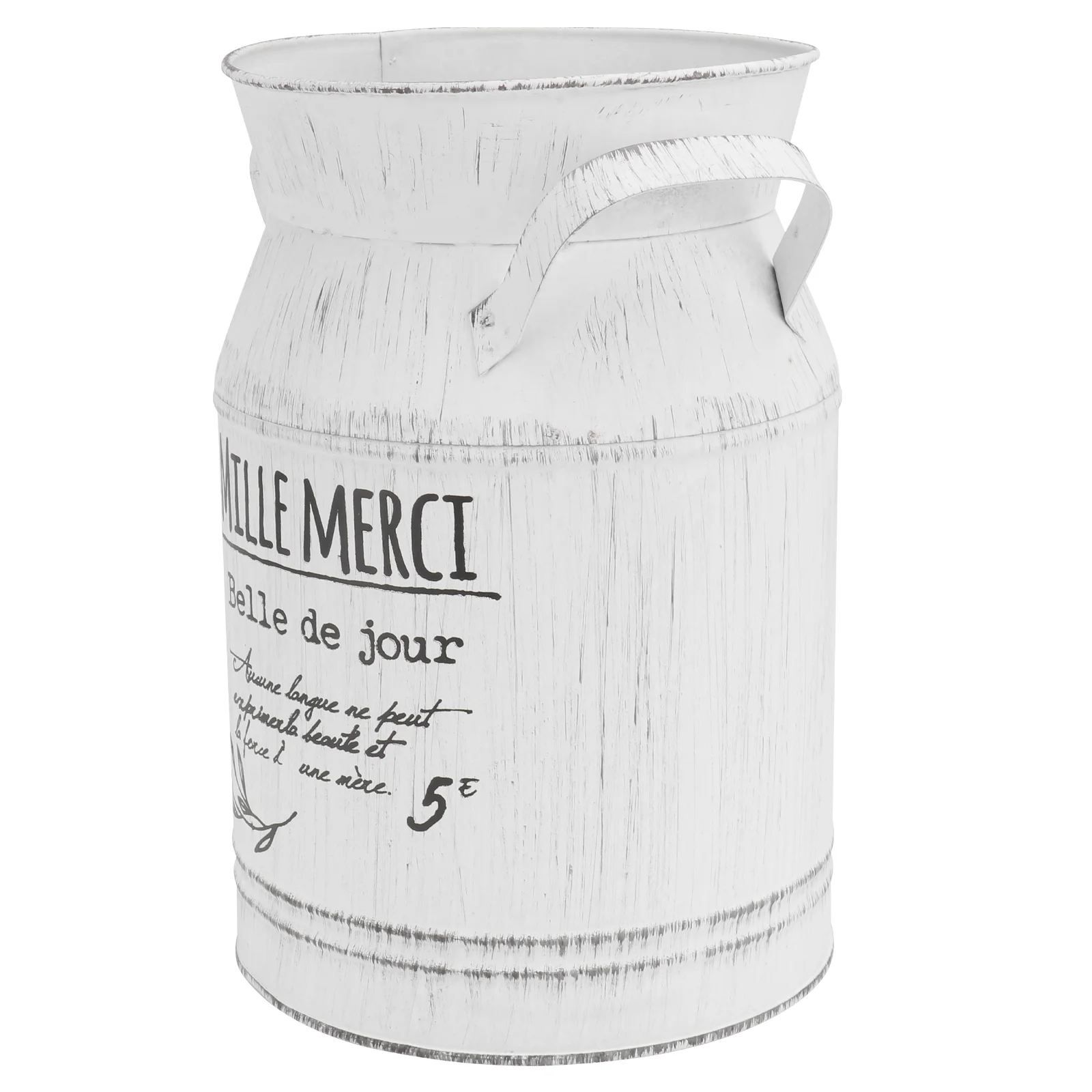 

Vase Flower Bucket Metal Galvanizedjug Farmhouse Rustic French Can Vintage Shabby Vases Planter Chic Pitcher Decor White