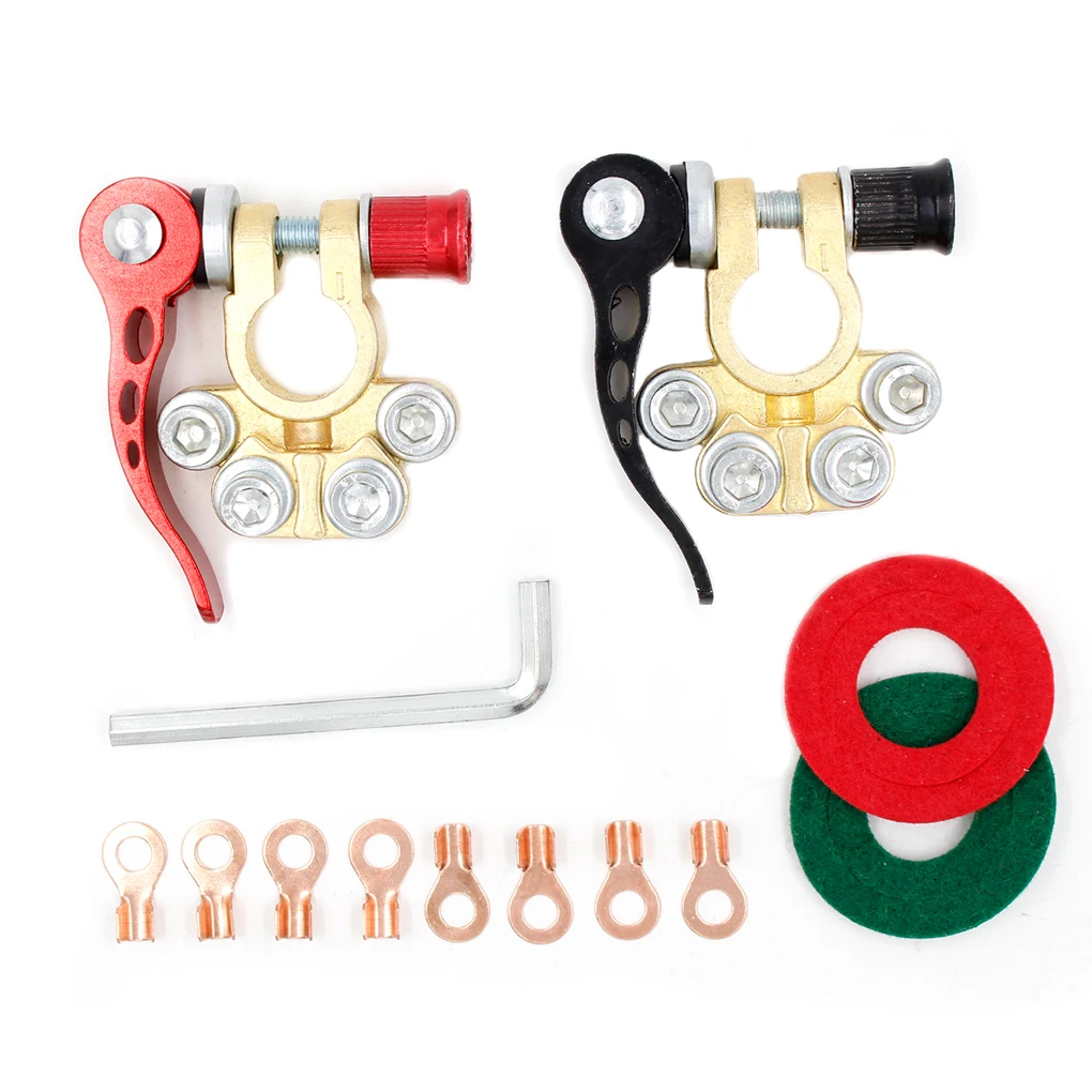

1 Pair Car Battery Terminal Brass Automotive Cable Connector Removable Reusable Clamps Clips Connection Adapter Accessory