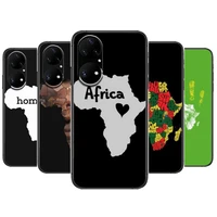 africa map geogra phone case for huawei p50 p40 p30 p20 10 9 8 lite e pro plus black etui coque painting hoesjes comic fas