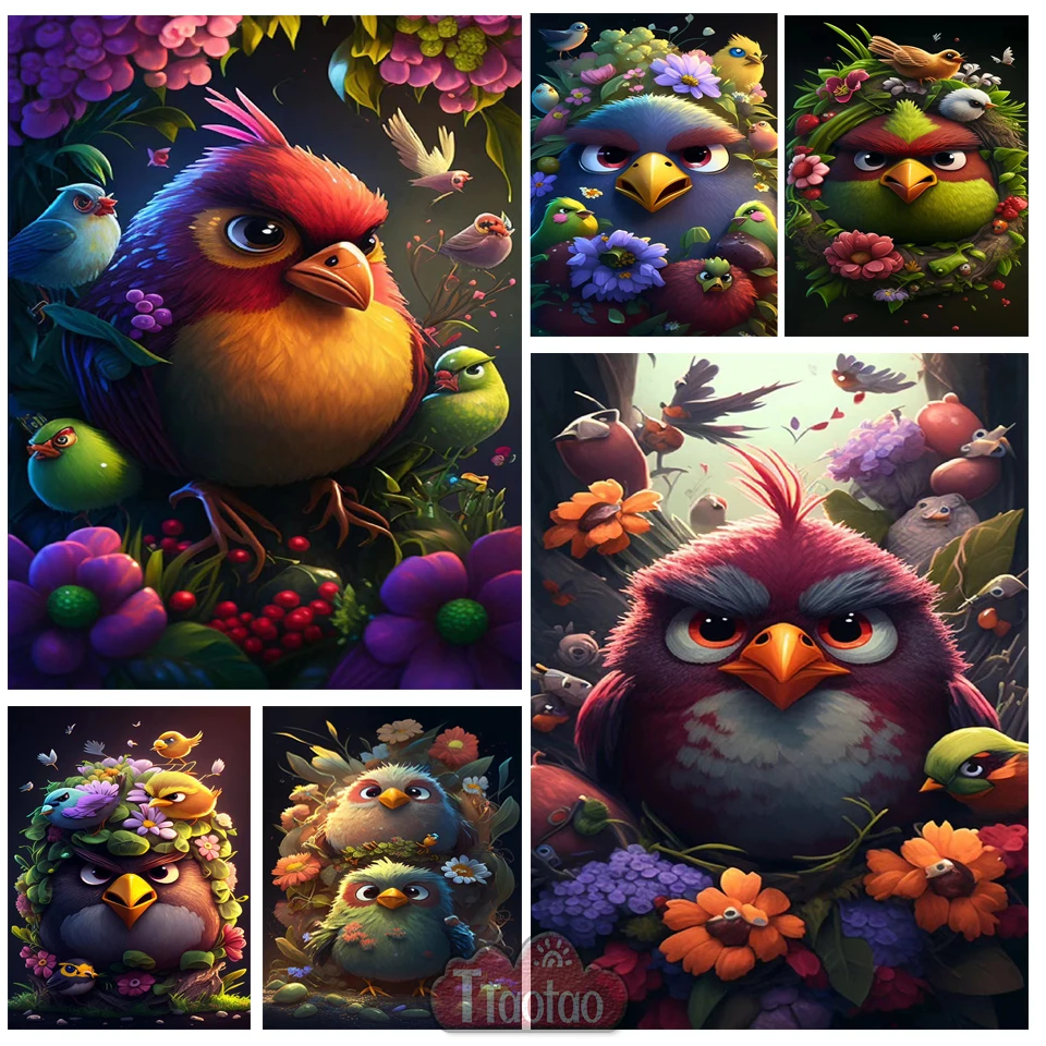 

Алмазная 5D картина, картина с мультяшными птицами, животными, вышивка крестиком, полноразмерная, квадратная, круглая, мозаика для творчеств...