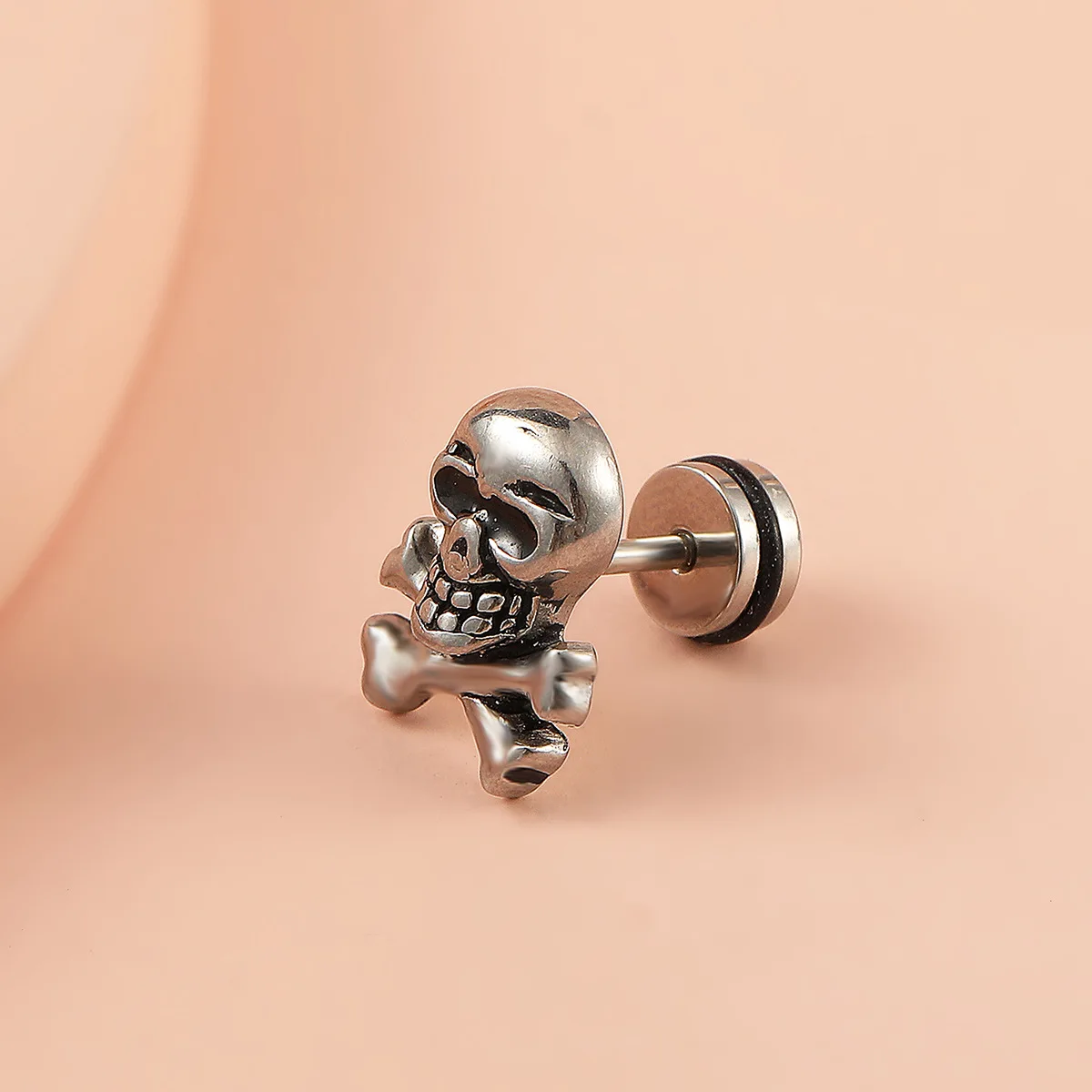 Gothic personality vintage skull stud earrings fashion street stainless steel piercing jewelry trendy unisex 1$ free postage FR