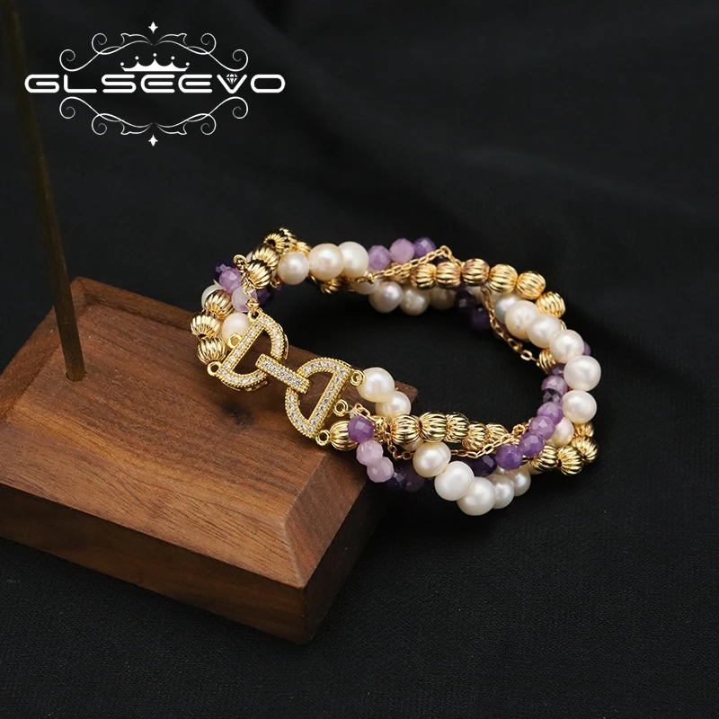 

GLSEEVO Natural Baroque Pearls Winding Woman Bracelet Woman Fashion 2022 Retro Personality High Jewelry Anniversary Gifts