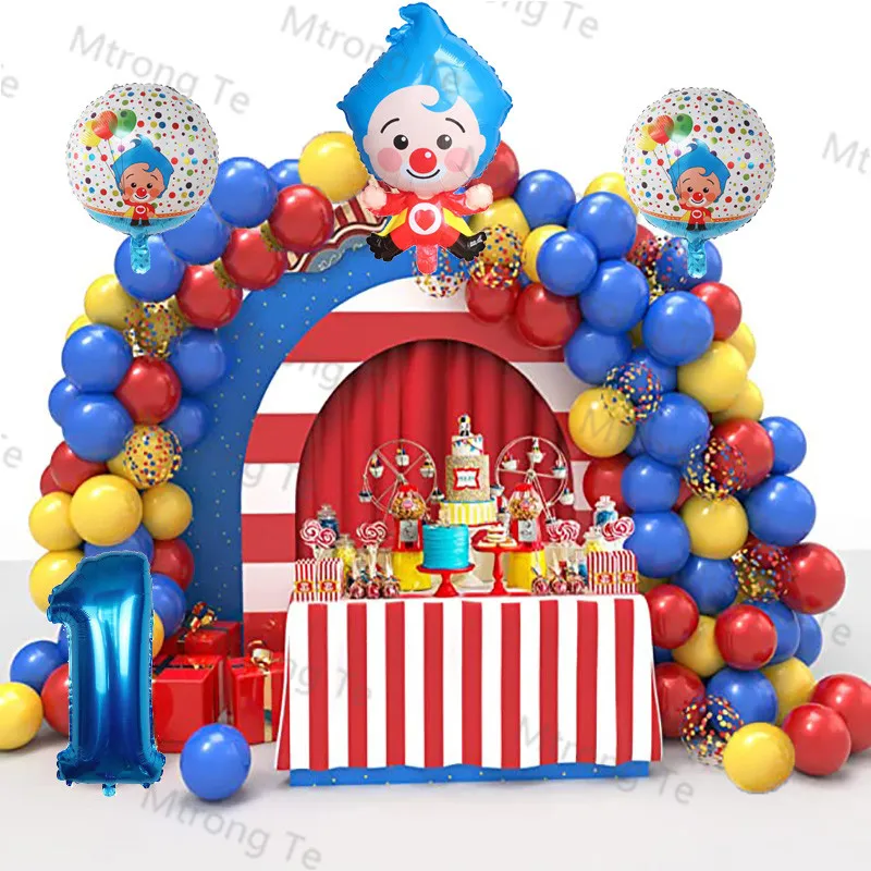1set Plim Clown Folie Anzahl Ballons Blau Latex Luft Globos Kinder Baby Dusche Geburtstag Party Dekorationen Kinder Aufblasbare Spielzeug