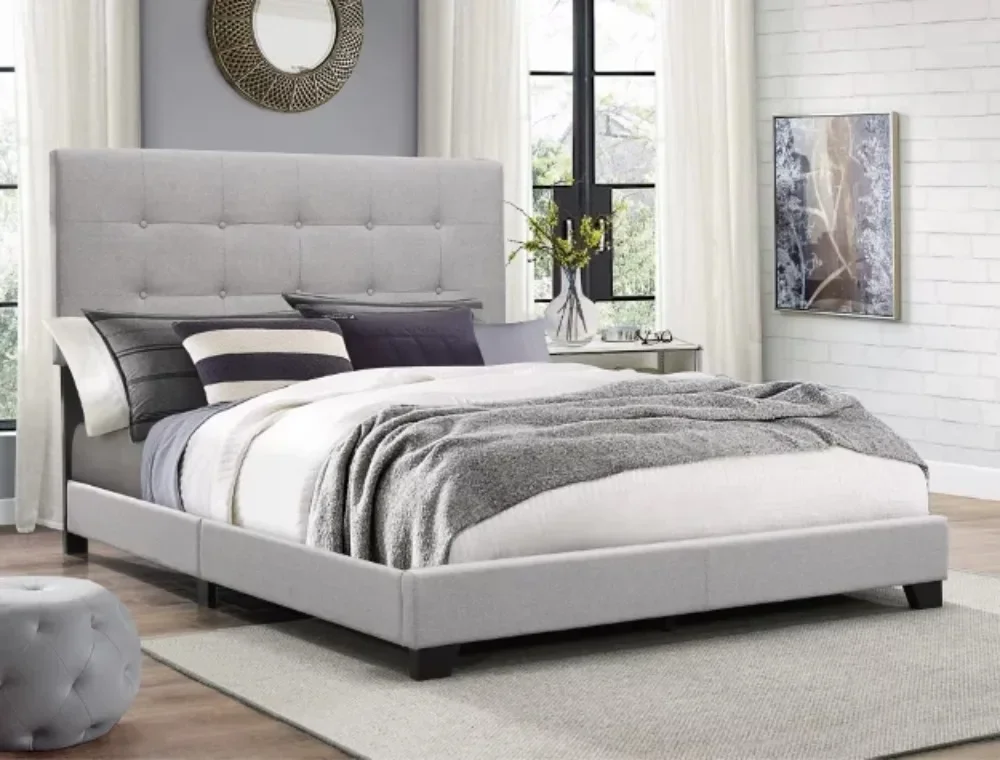 

Gray Panel Bed, Queen Upholstered bed