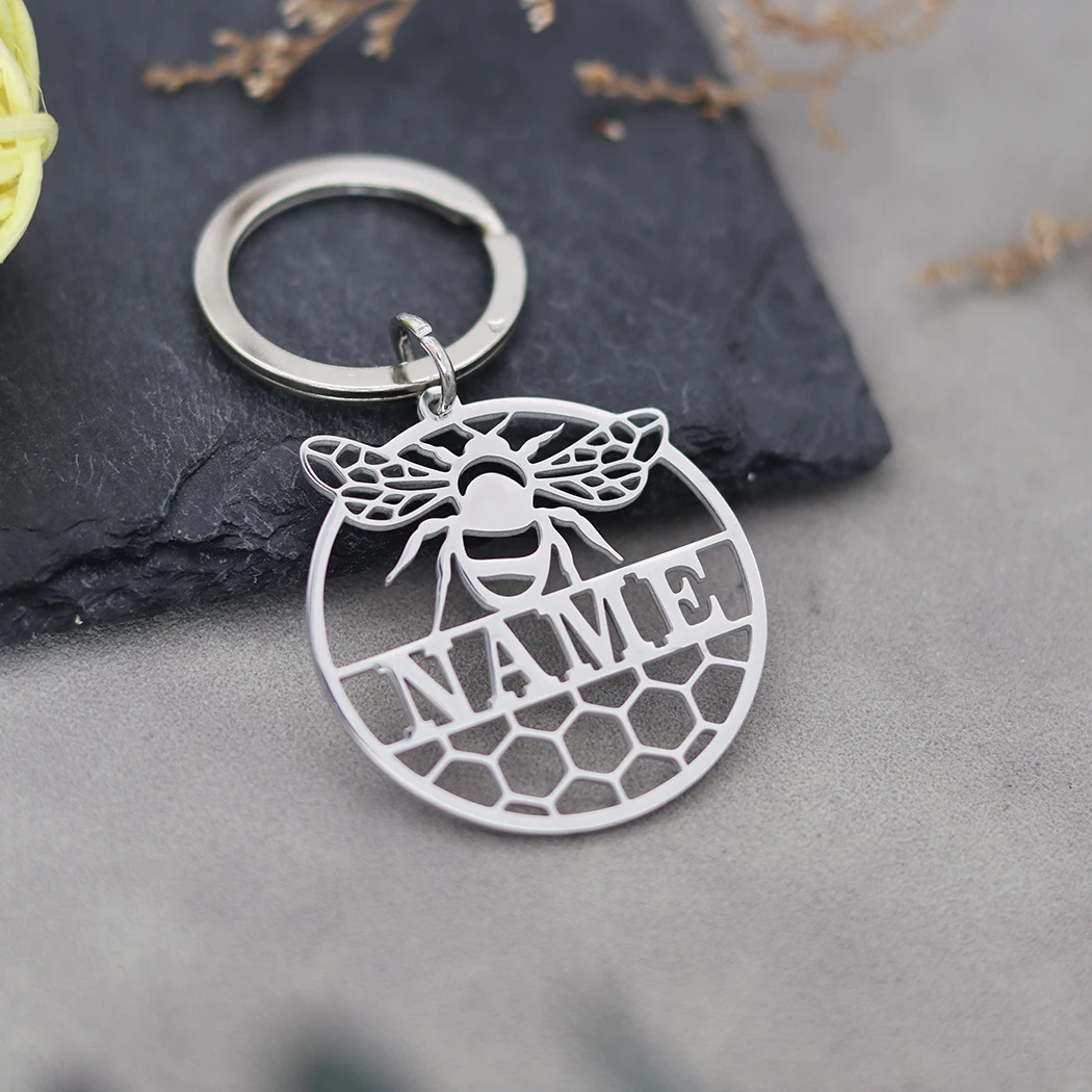 Стильный брелок в виде насекомых-пчелы с улей индивидуальное имя кулон для