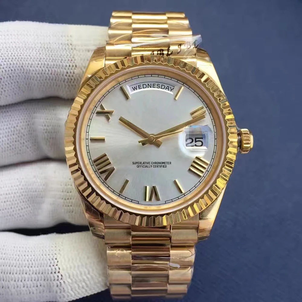 

mens mechanical watch Gold Black Blue automatic Day-date