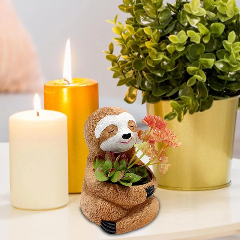 

Полимерный Ленивец, цветочный горшок, милый животный дизайн, искусственное украшение для дома, сада, рабочего стола, комнатный и уличный дек...