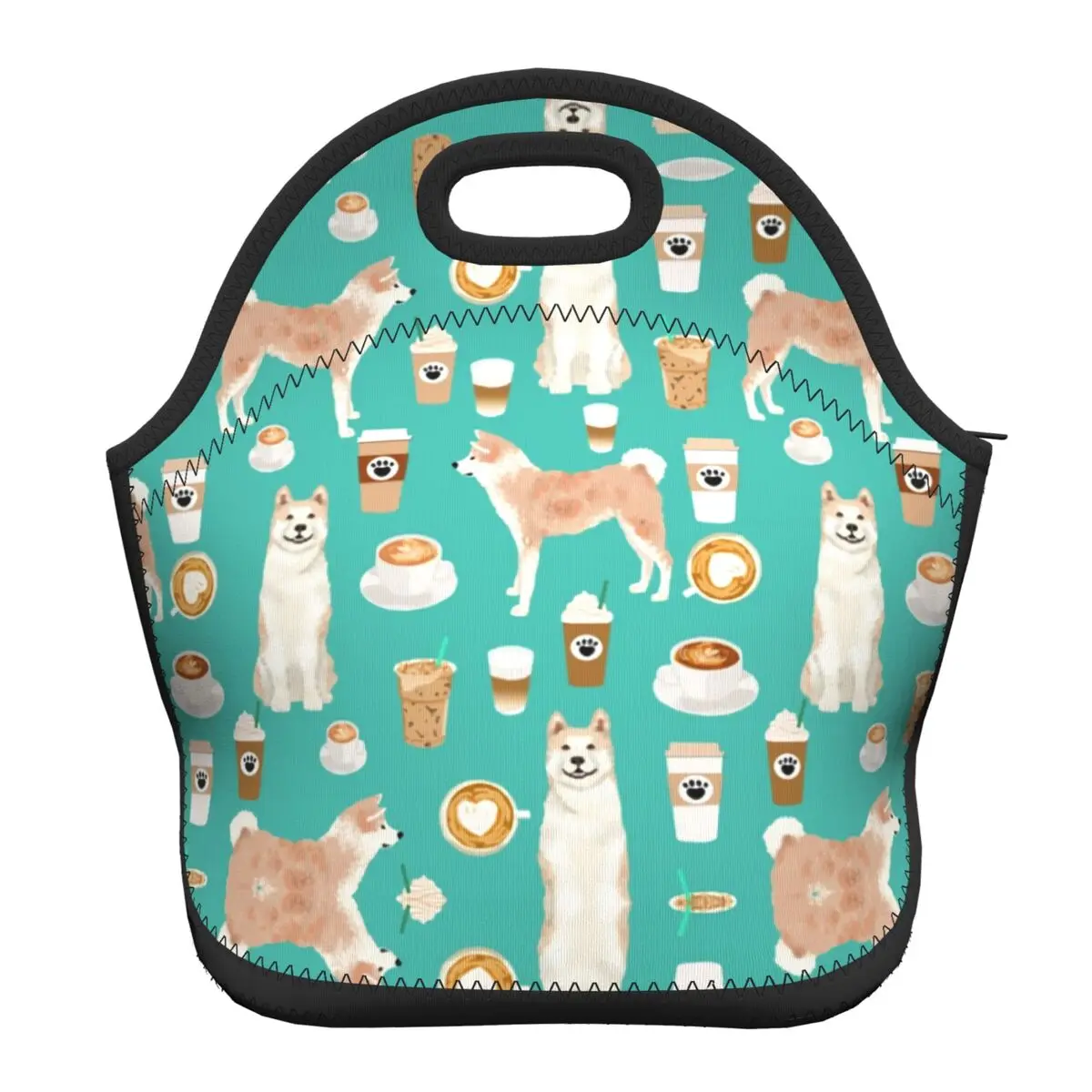 Неопреновые модные термоизолированные сумки для ланча Akita Coffee Dog женский
