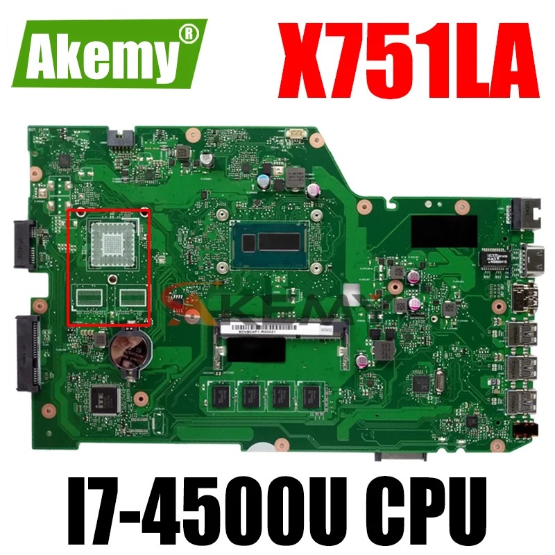 

For Asus X751LA X751L X751LD R752LD R752LA R752LN rev2.0 I7-4500U laptop motherboard tested 100% work original mainboard