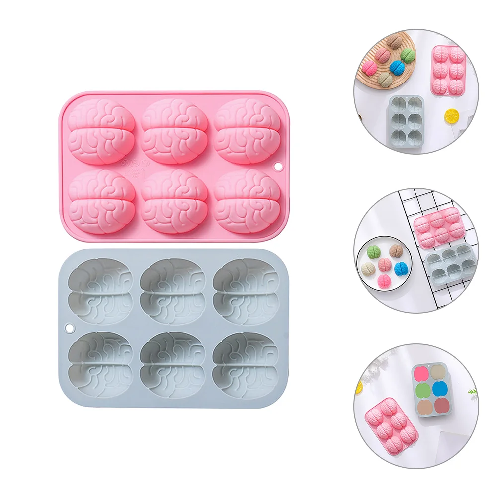 

2 Pcs Silicone Molds Chocolate Brain Shape Modeling Novelty Flexible Candy DIY Creative