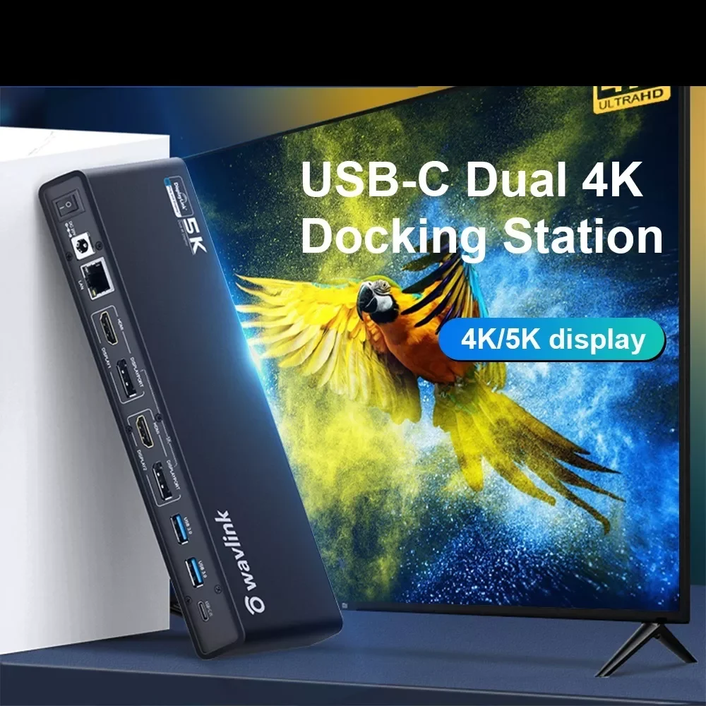 

2022 USB 3.0 Universal Docking Station USB C Hub 5K Dual 4K HDMI Compatible DP Multiple Display For Windows Mac OS Laptop