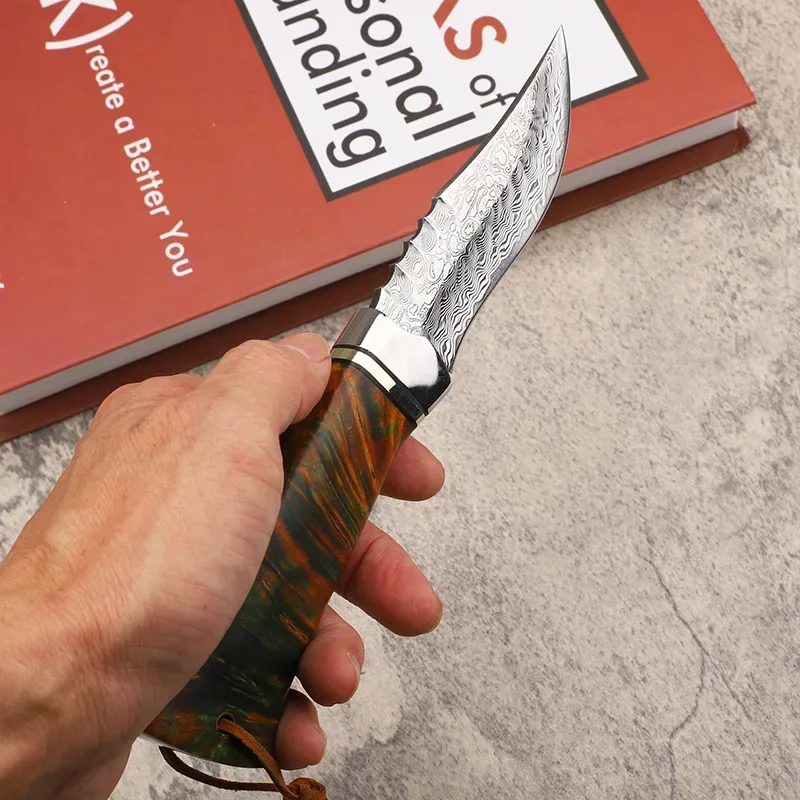 Тактический нож VG10 из дамасской стали для активного отдыха кемпинга ручка меди и