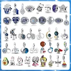 Серебро 2022 пробы, подвески в виде астронавта, Луны и звезды, подходят для браслета Пандоры, ювелирные изделия, подарок для рукоделия