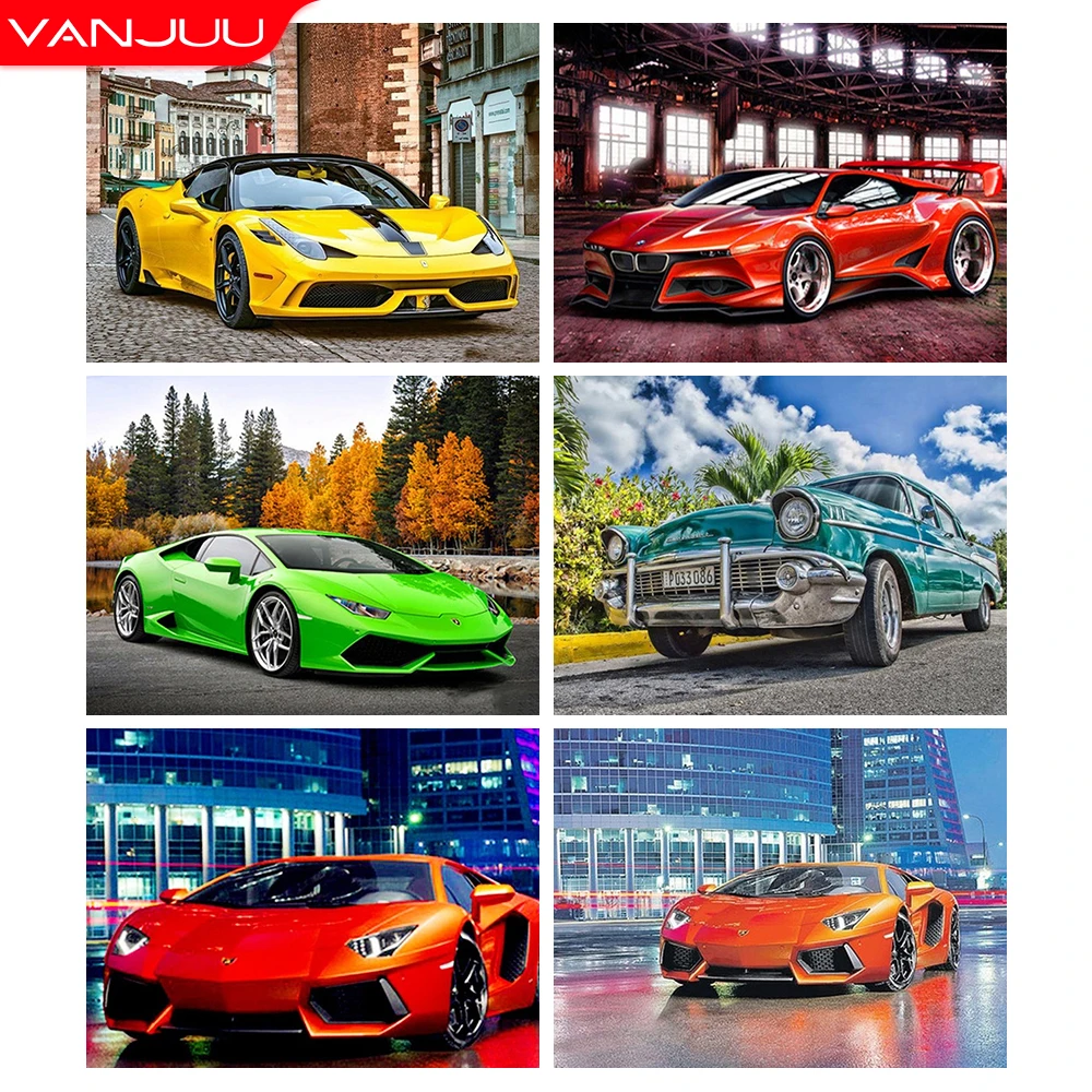 

DIY 5D Diamond painting Sports Car Full Drill Mosaic Racing Pictures Art Diamond Embroidery Rhinestones Painting Home Decor