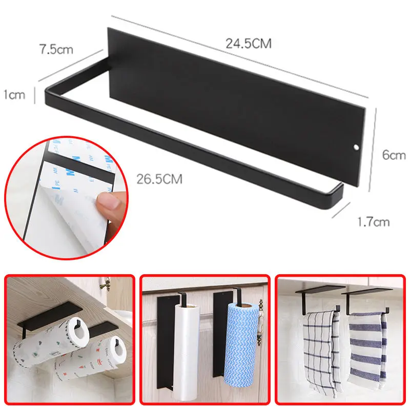 

Multifunction Paper Towel Holder Kitchen Towel Holder Wall Mount Towel Roll Holder No Drilling Bathroom Paper Metal Dispenser