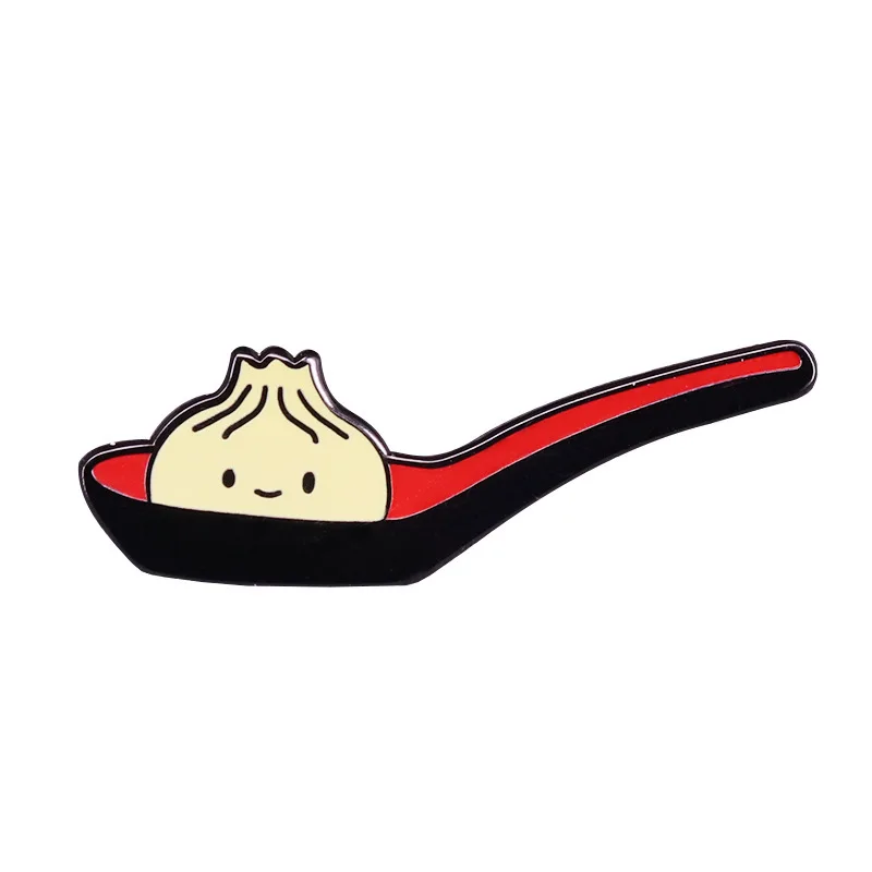 

Steamed Buns And Soup Ladle Metal Enamel Backpack Bag Lapel Badge Brooch Pin