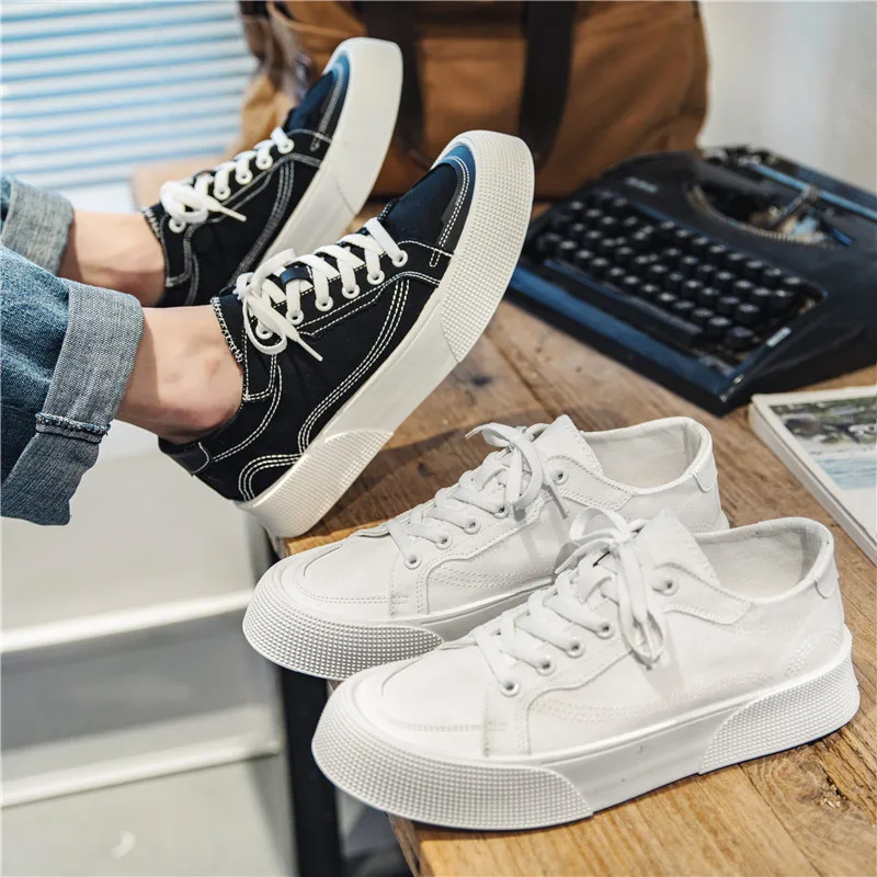 

Men Casual Shoes Korean Version All-match Harajuku Style Men Canvas Shoes Student Thick-soled Platform Shoes Men Sneakers