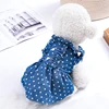 Summer Dog Denim Dress Harness Cute Bow Puppy Shirt Cat Jeans Vest Harness Pet Clothes Outdoor Walking Chest Strap with D-Ring 3