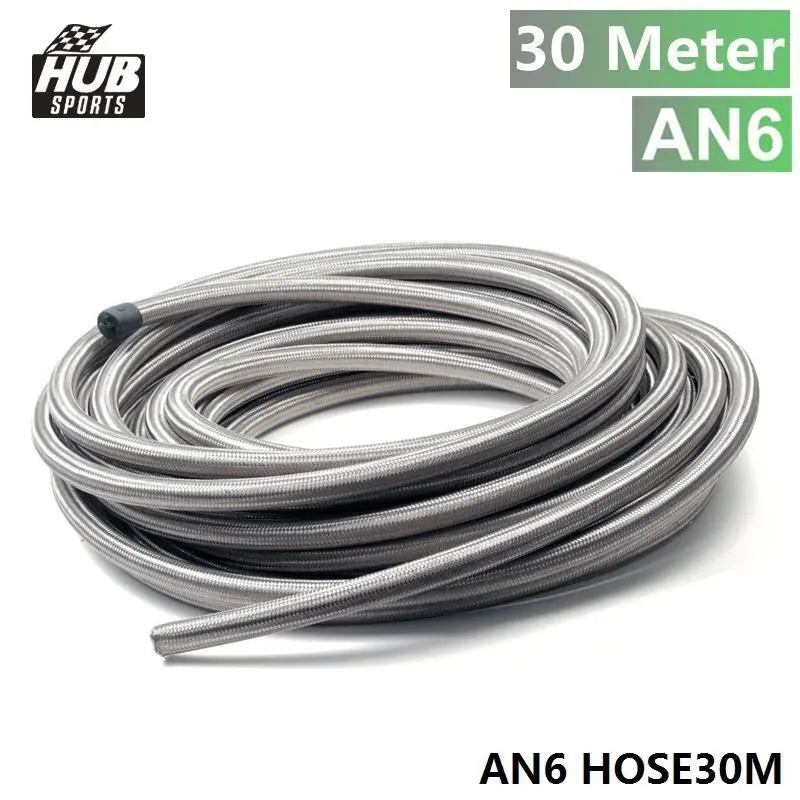 

AN -6 AN6 Stainless Steel Braided RUBBER Fuel Oil Hose 30 Metre HU-AN6 HOSE30M