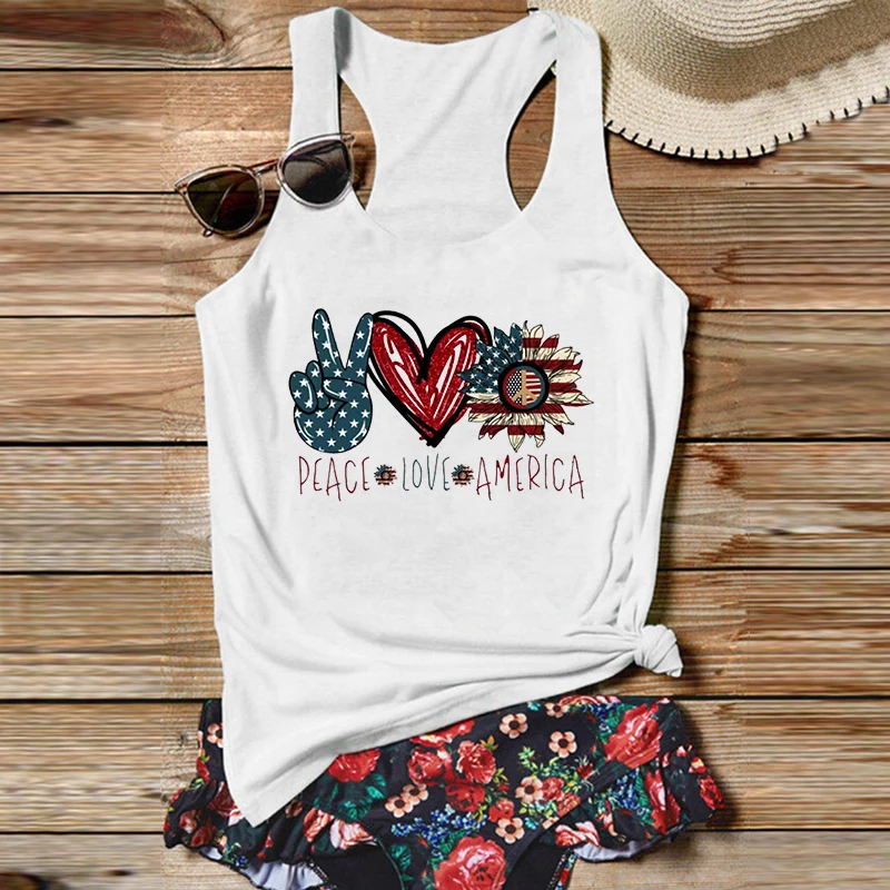 

American Flag Tops Independence Day Tank Tops USA 4th of July Red White Blue Clothes Sexy Streetwear USA Tank Top