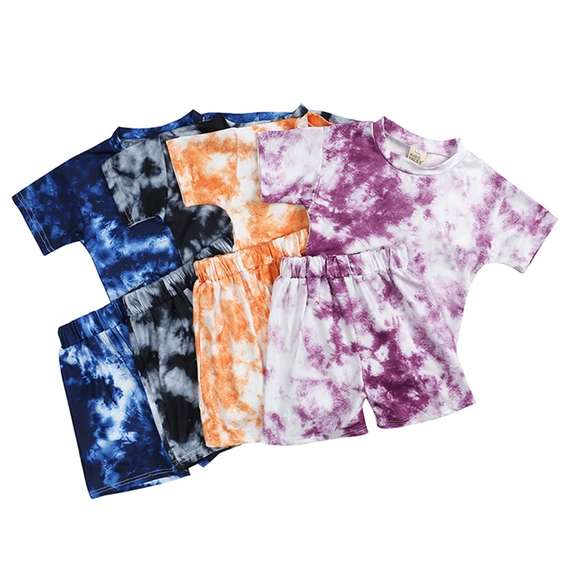 

Summer Kids Baby Boys Girls Short Sleeve Tie-dye T-shirt + Shorts Clothing Sets Kids Boys Girls Suit Clothes Children's Sets