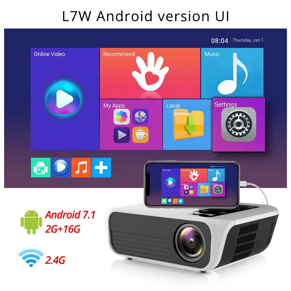 Touyinger L7W Android Видеопроектор 4500 люмен Full HD Beamer Видео 7.1 Wi-Fi AC3 Домашний кинотеатр