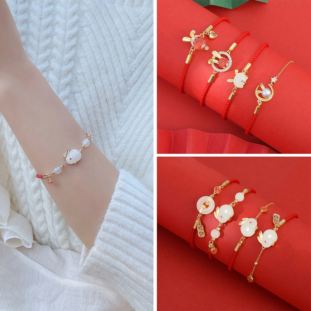 

Rabbit Year Rabbit For Woman Rabbit Bracelet Bracelet New Year Gift Zodiac Jade DIY Arts Crafts Lovers Bracelets Jewelry
