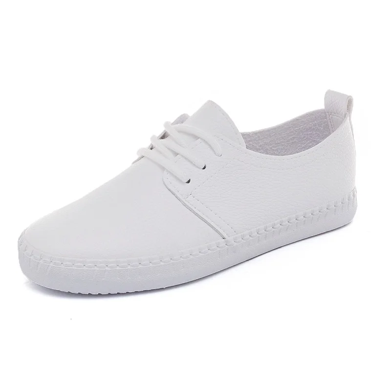

2022 Fashion Woman Shoes New Fashion Women Shoes Casual Flats PU Leather Soft Solid Color Simple Women CasualWhiteShoesSneakers