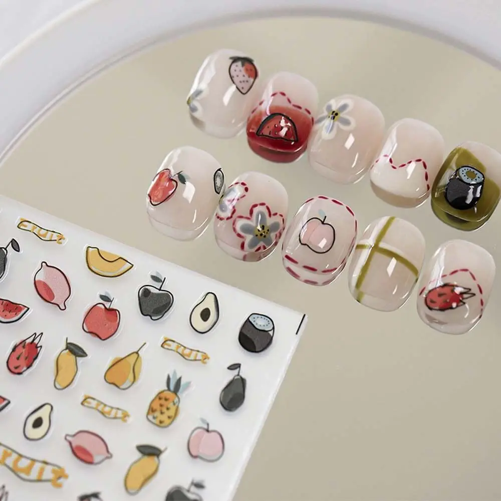 

1Pc Cartoon Dessert Cake Nail Stickers Self-adhesive Manicure Accessories Adhesive Backing Thin Transparent 3D Nail Stickers