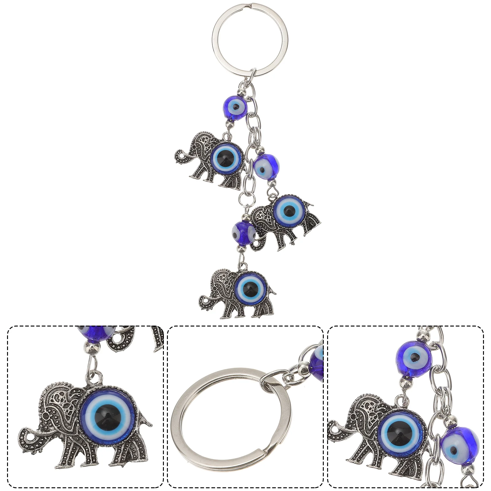 

Cartoon Wallet Key Chain Elephant Amulet Evil Eye Bag Pendant Decor Blue Keyring Miss