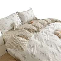 cotton small fresh ins retro style four piece student dormitory three piece small floral spring and autumn thickening