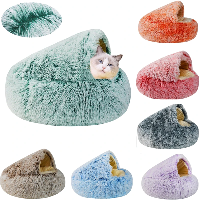 New Pet Bed Winter Soft And Comfortable Warm Shell Semi-enclosed Cat Mattress Nest Cute Pet Dog Bed Kennel Cat Sleep Bag Cushion