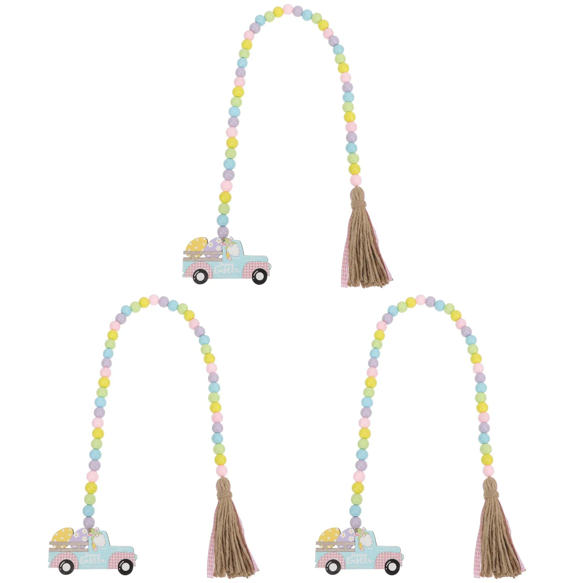 

3pcs Easter Themed Wooden Beads Tassel Easter Wooden Beads Garland Easter Decor