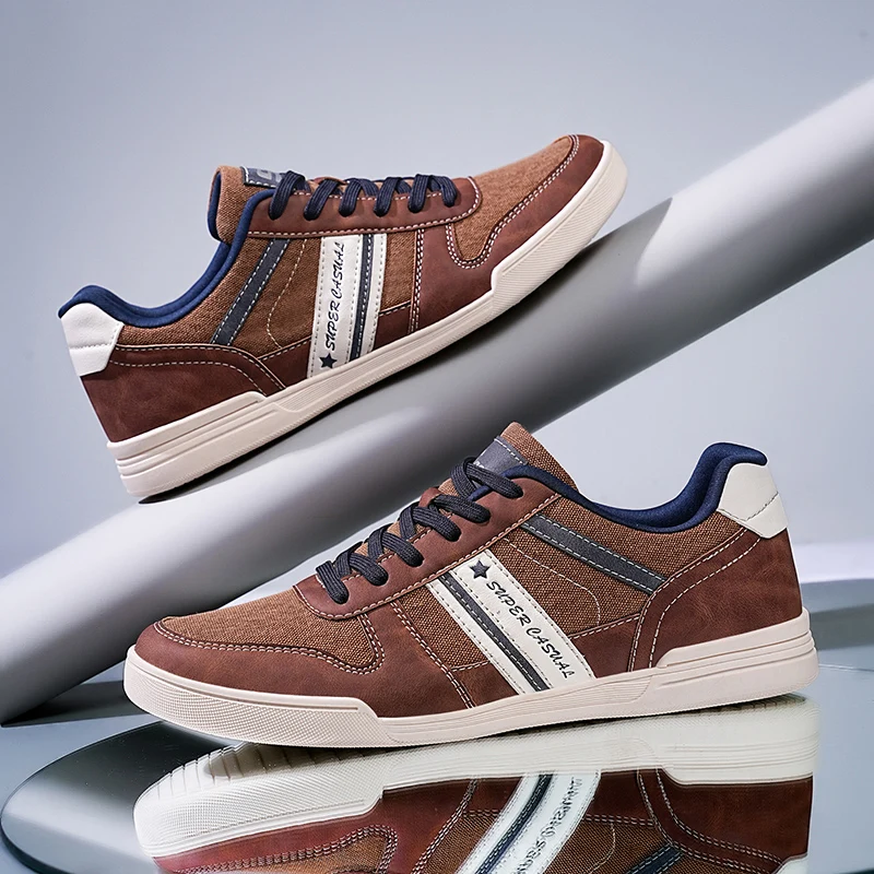 Мужские кроссовки с низким верхом коричневые дышащие Повседневная Удобная обувь