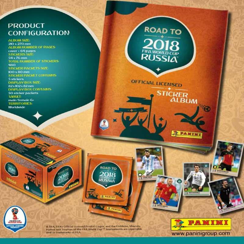 Коллекция Panini Road To FIFA World Cup 2018 года в России с 50 заводскими запечатанными пакетами (art.: 3920d003d997f) - 3920d003d997f