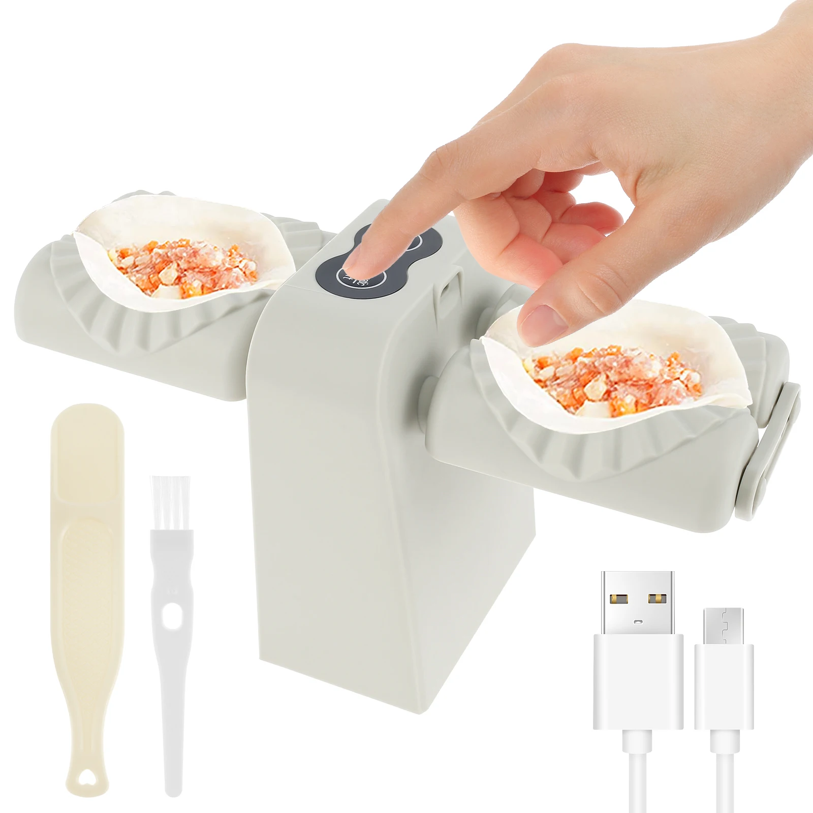 

Electric Dumpling Maker Non-Slip Double Head Dumpling Maker Machine 2 Modes Dumpling Maker Press Silent Automatic Dumpling Press