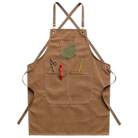 adults apron adjustable housekeeping canvas apron with pocket cooking accessories for women men coffee milk tea shop manicure