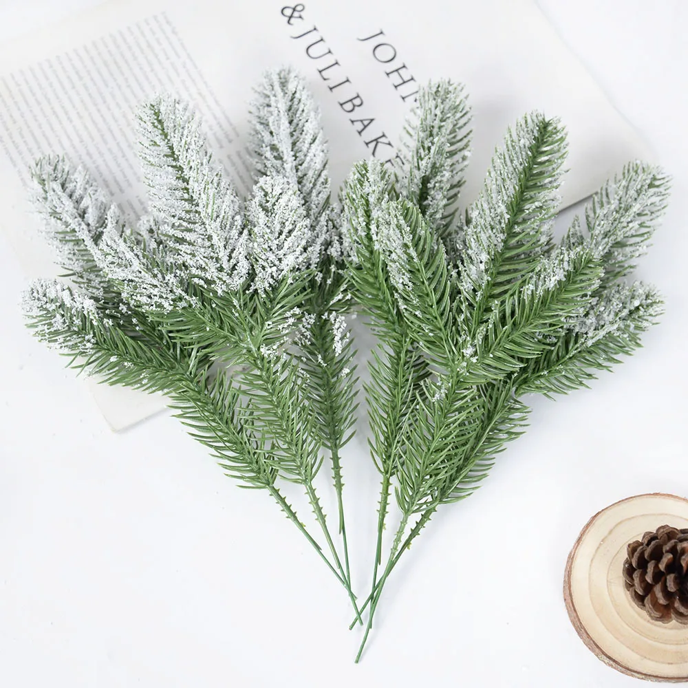 

5pcs Christmas Decoration Artificial Pine Needles Branch Fake Plant for Xmas Home Party Decor DIY Wreath Gift Box Wedding Flower