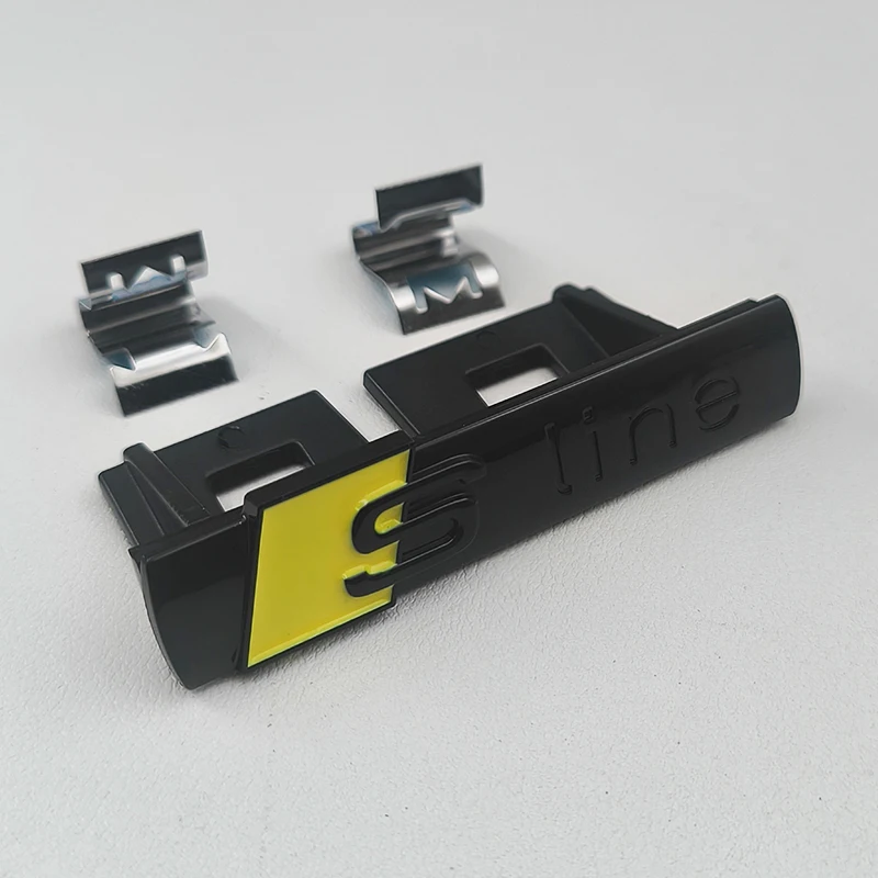 3d ABS Chrome Black Sline Logo S Line Эмблема Автомобильная передняя решетка Значок для A3 A1 A4 A5 A6 A7 A8 RS Q2 Q5 Q7 Q3 TT S Line Аксессуары