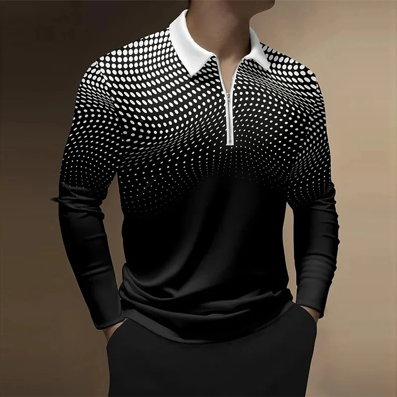 

Men's Polo Shirt Golf Shirt Letter Soldier Turndown 3D Print Outdoor Street Long Sleeve Zipper Print Clothing Fashion Casual