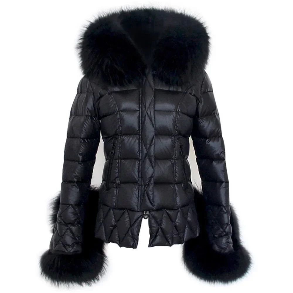 

2023 Maomaokong Winter Women's Down Jacket Natural Real Raccoon Collar Light Cold Coat Female Luxury Ladies Puffer Jackets