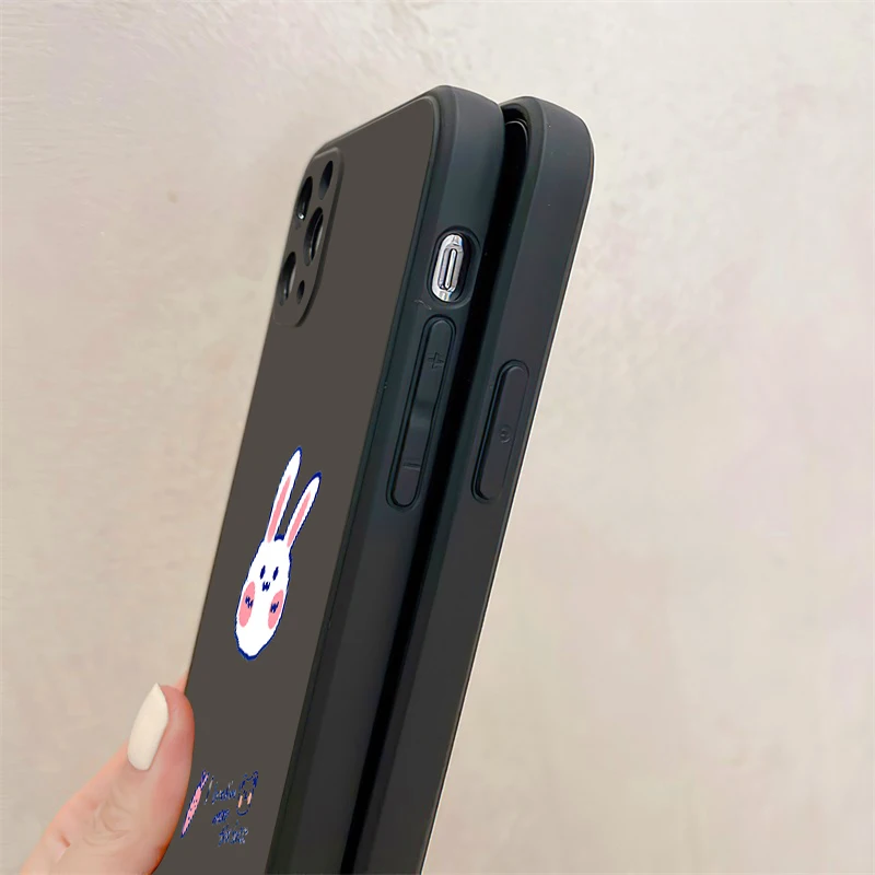 cute cartoon alphabet bunny bear phone case for funda iphone 11 12 13 pro max mini x xr xs se 2020 6 7 8 plus celular black free global shipping