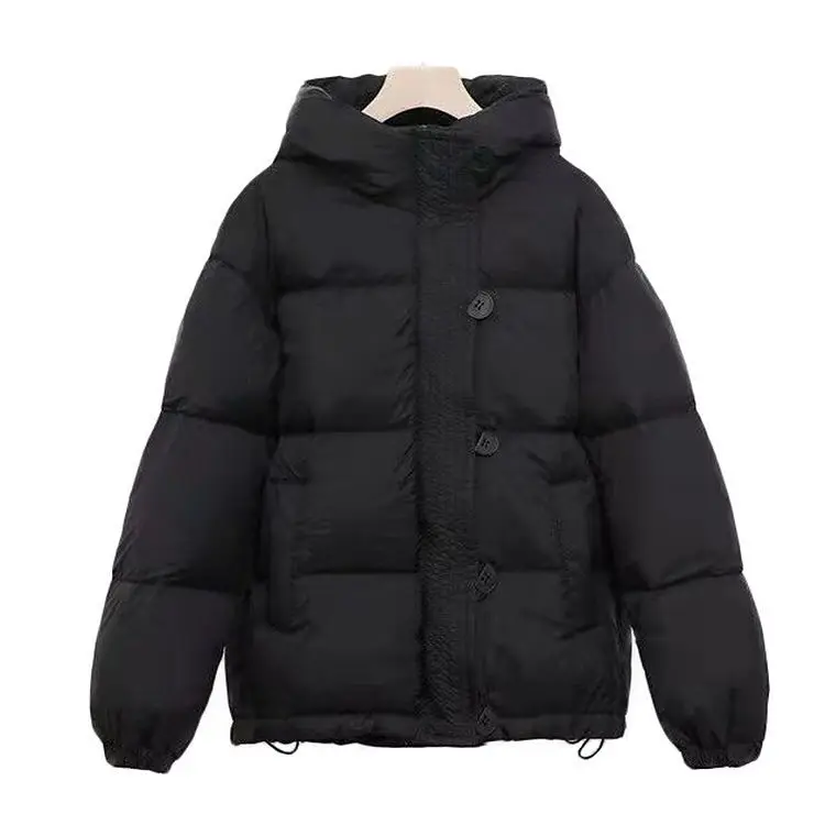 Women White Duck Down Jacket with Hood Autumn Winter Warm Buttons Outwear Casual Korean Style Coat 2023 New Light Down M36