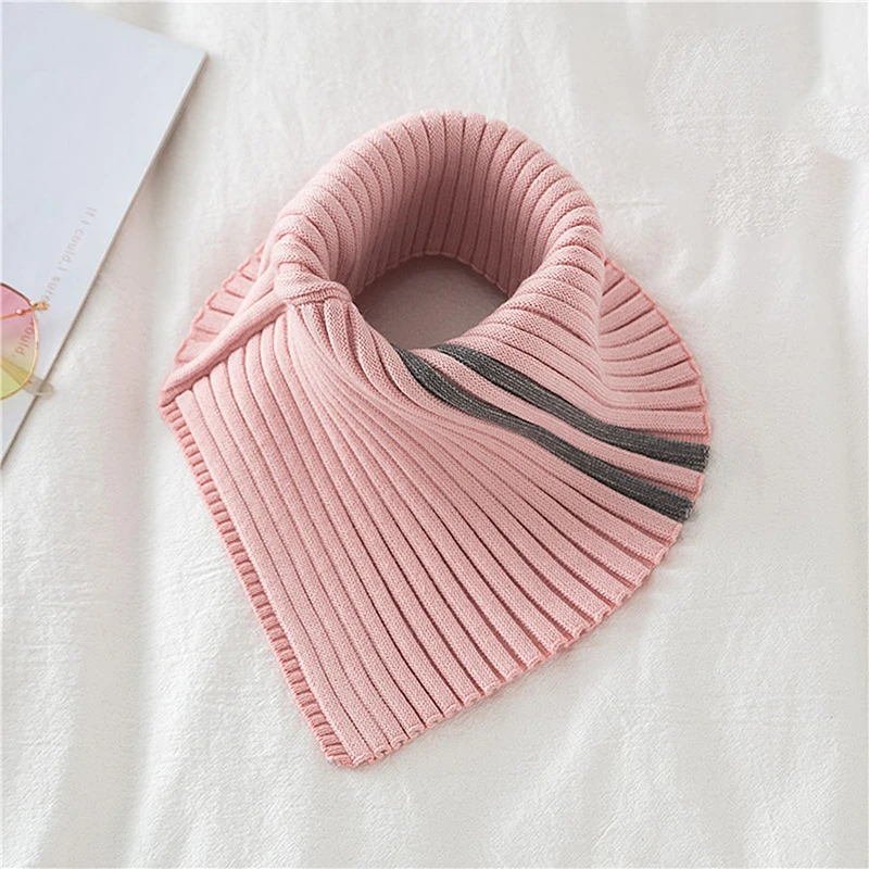 

Winter Women's Scarf Wild Warm New Protect Cervical Spine Stretch Knitted Fake Collar Wool High Neck Pullover Bib Female Scarfs